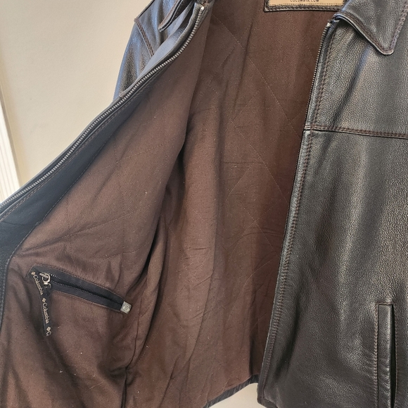 Columbia Leather Coat, Deep Brown, Mens Large - Picture 3 of 6